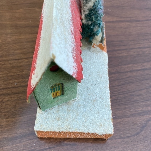 SHINY Brite Mica Putz House for Christmas circa 1950 Made in Japan Cardboard - Picture 4 of 8